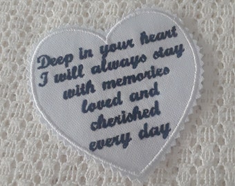Heart Memory Patch: Sew On or Iron On, Memorial Gift
