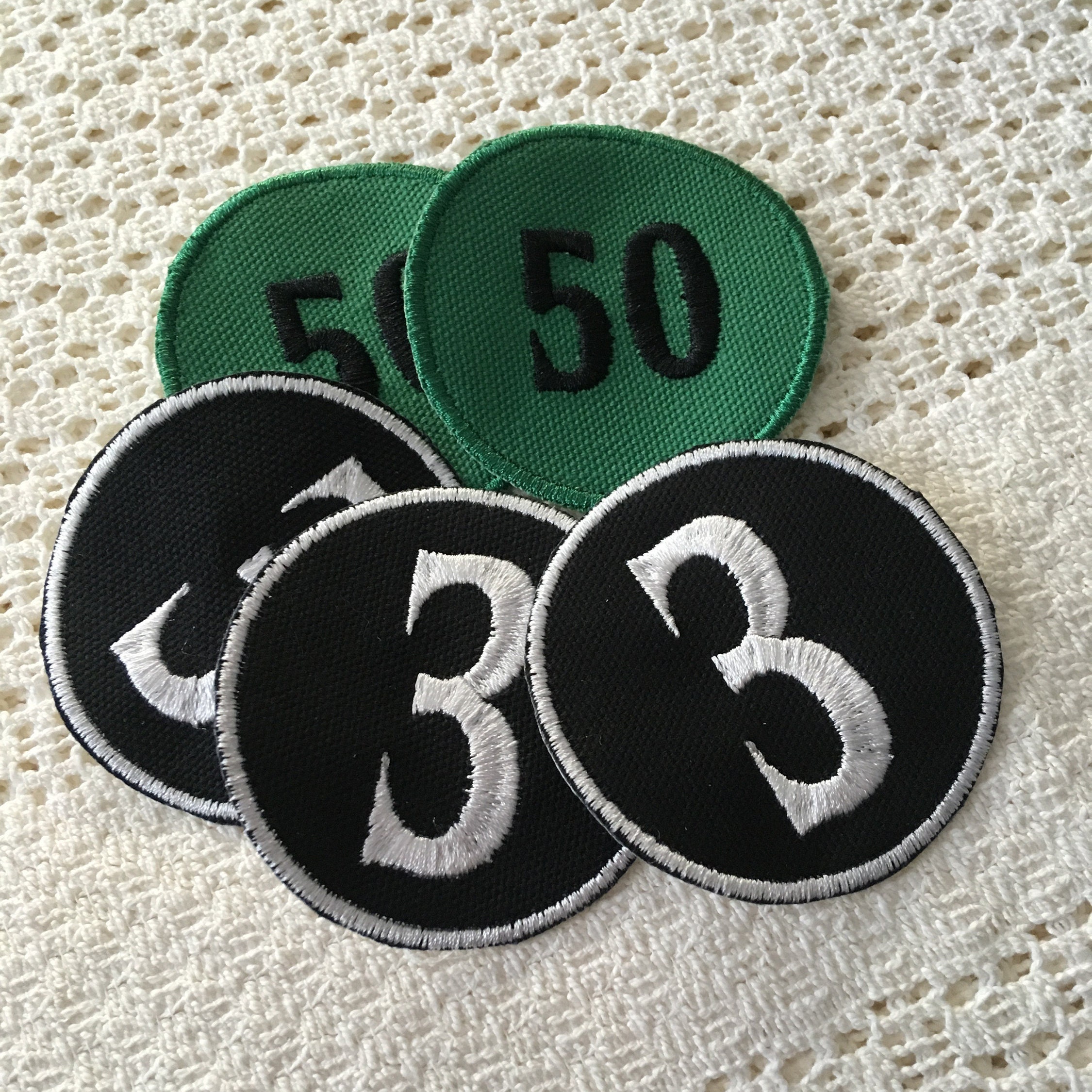 Round Number Patches, Embroidery Patches, 2 Inch Patch, Choose