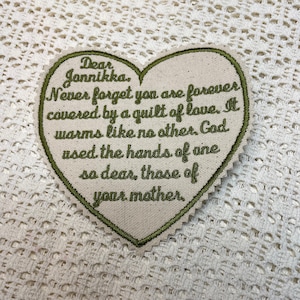 Personalized Memory Heart Patch: Custom Quilt or Blanket Applique