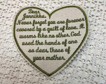 Personalized Memory Heart Patch: Custom Quilt or Blanket Applique