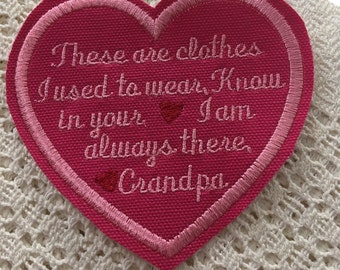 Memory Pillow Patch: Heart Memorial Patch, Sew-On or Iron-On (4x4)