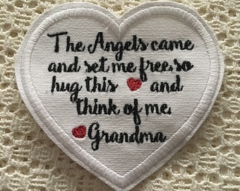 MEMORY PILLOW PATCH-4x4,  Memory Bear Patch, Memory Shirt Pillow Patch, Sew-Iron On, Memorial Patch, Multi Color Options, The Angels Came