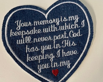 Customizable Memorial Heart Patch: Wedding Keepsake, Sew or Iron On