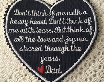 Personalized Memorial Patch: Heart Memory Pillow Quilt Piece