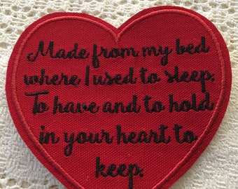 Personalized Memory Patch: Heart Pillow Patch, Sew-On or Iron-On (5x5)