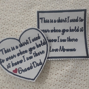 Custom Memory Shirt Patch: Heart or Square, Sew/Iron On, 5x5