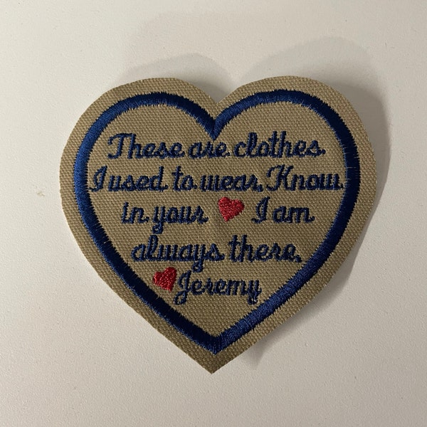 Memory Pillow Patch: 4" Heart, Memorial Shirt Patch