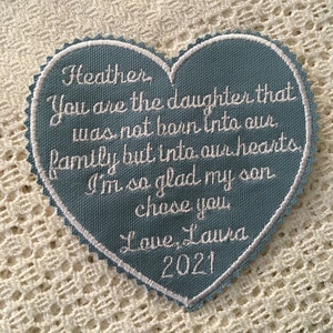 Custom Wedding Memory Patch: Personalized Keepsake, Sew or Iron On