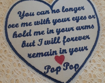 Custom Heart Memory Patch: Sew or Iron On, In Memory Of