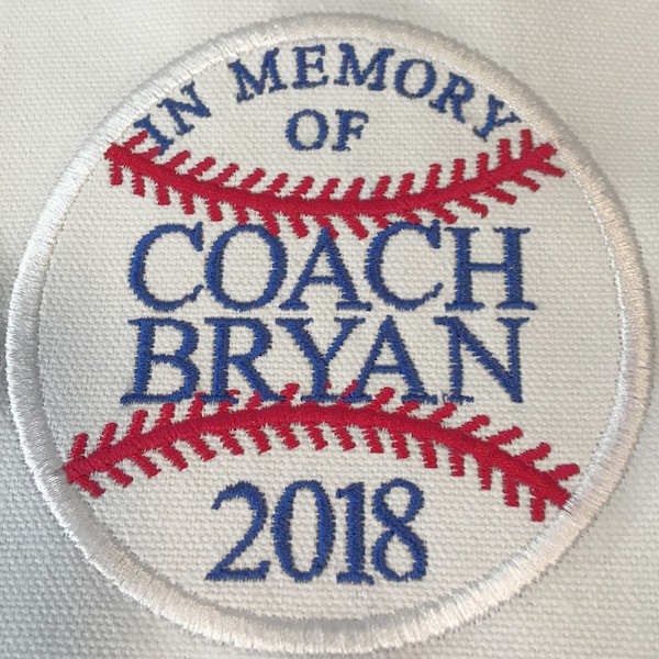 SPORTS MEMORY Patch 4", Customize Text, Baseball Colors, Baseball Team In Memory of, Team Uniform, In Memory Of, Personalize, Iron or Sew On