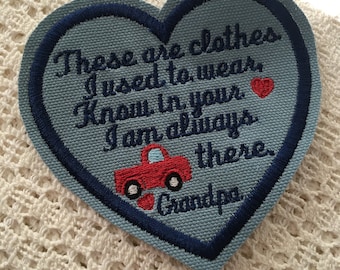 MEMORY PILLOW PATCH 4&quot;- Memory Bear Patch, Memory Shirt Pillow, Sew-Iron On, Small Truck Accent, These are Clothes, Memorial Patch, Options