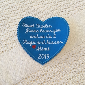 Heart Memory Patch 5x5: Custom Sew-On Pillow Quilt Patch