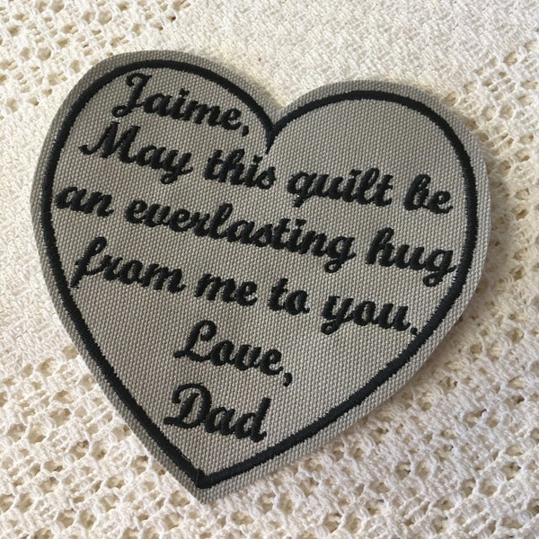 Personalized Memory Heart Patch: Quilt or Pillow Keepsake (5 inch)
