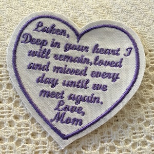Personalized Memory Patch: Heart-Shaped Sew-On, 4x4