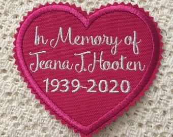 Memorial Heart Patch: Custom Memory Pillow Applique (4"x4")