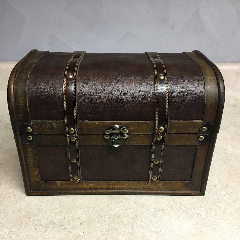 Leather And Wood Treasure Chest Storage Chest Pirate S Etsy