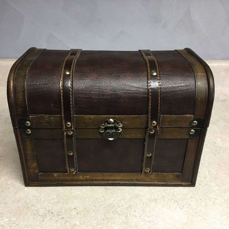 Leather And Wood Treasure Chest Storage Chest Pirate S Etsy