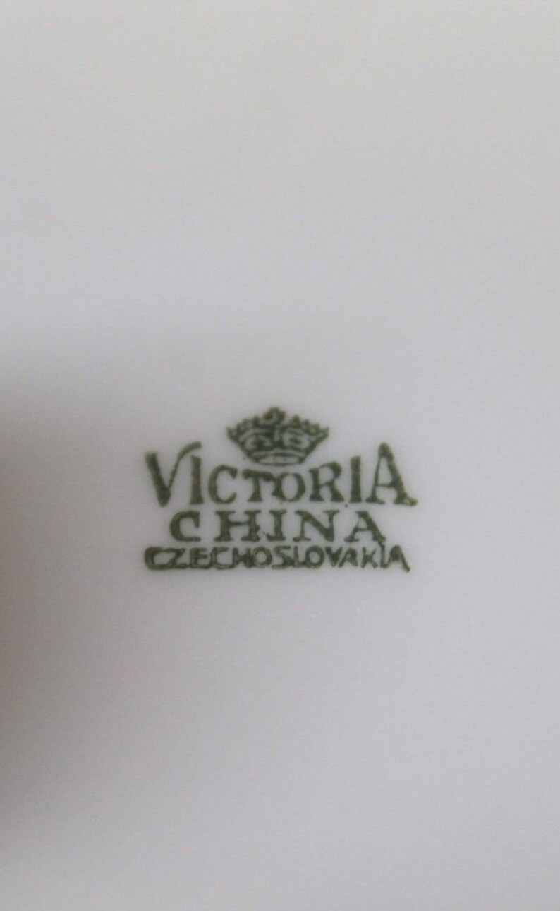 Set of 4 Victoria China Czechoslovakia Gold Trim 7.5 SaladBread Plates