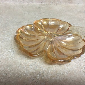 Vintage Amber Carnival Glass Condiment/Candy Dish, Trinket/Key Holder, Tableware, Collectible,