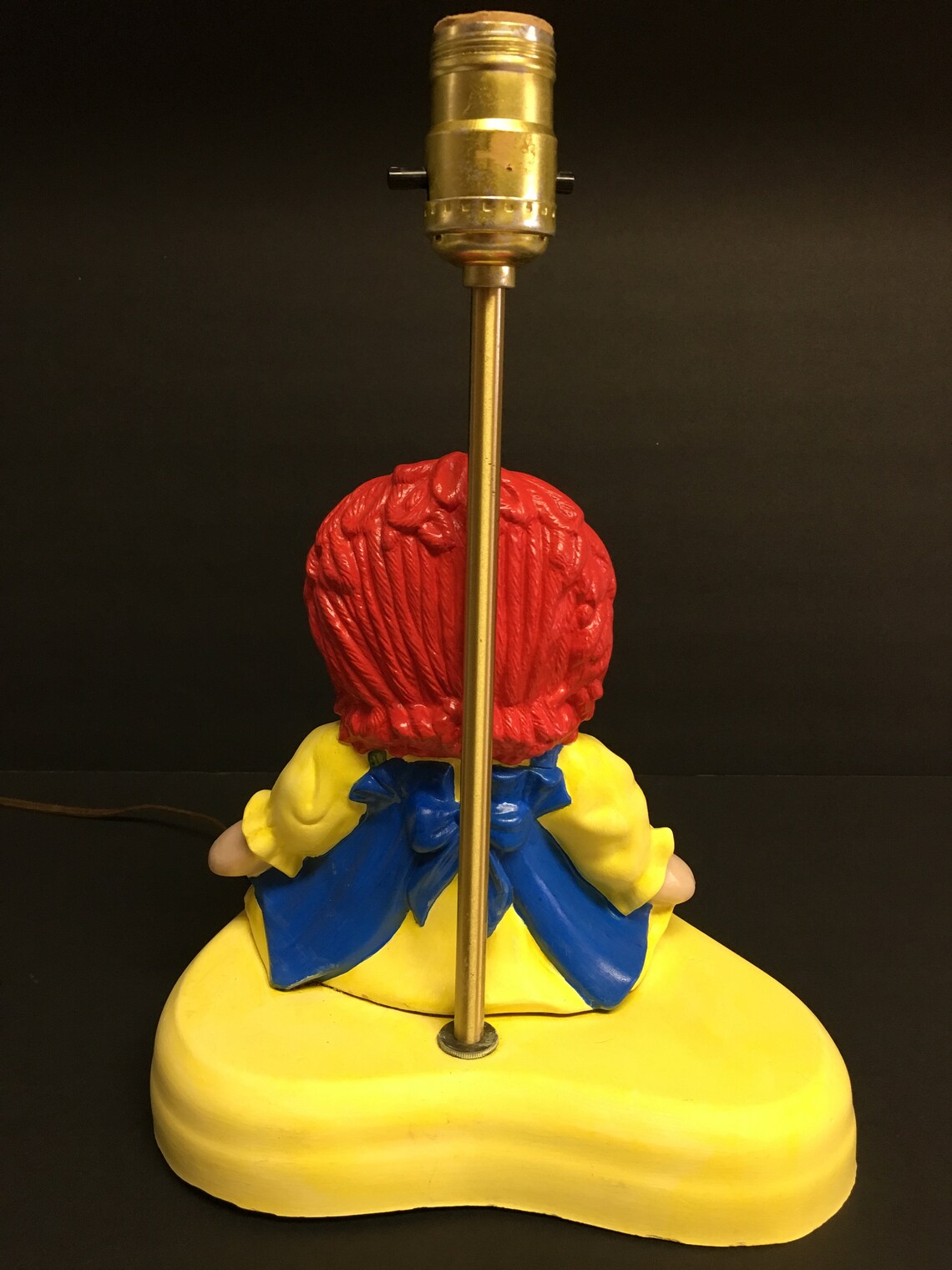 Vintage Kid's Raggedy Ann Doll Lamp, Handpainted Ceramic , Vintage