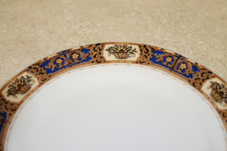 Set of 4 Victoria China Czechoslovakia Gold Trim 7.5 SaladBread Plates