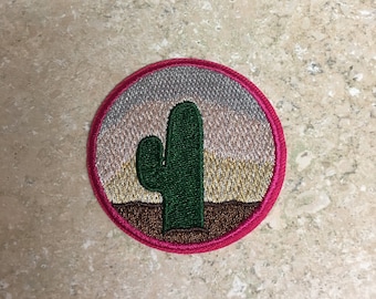 アイロン接着パッチ 砂漠のサボテン刺繍アップリケ