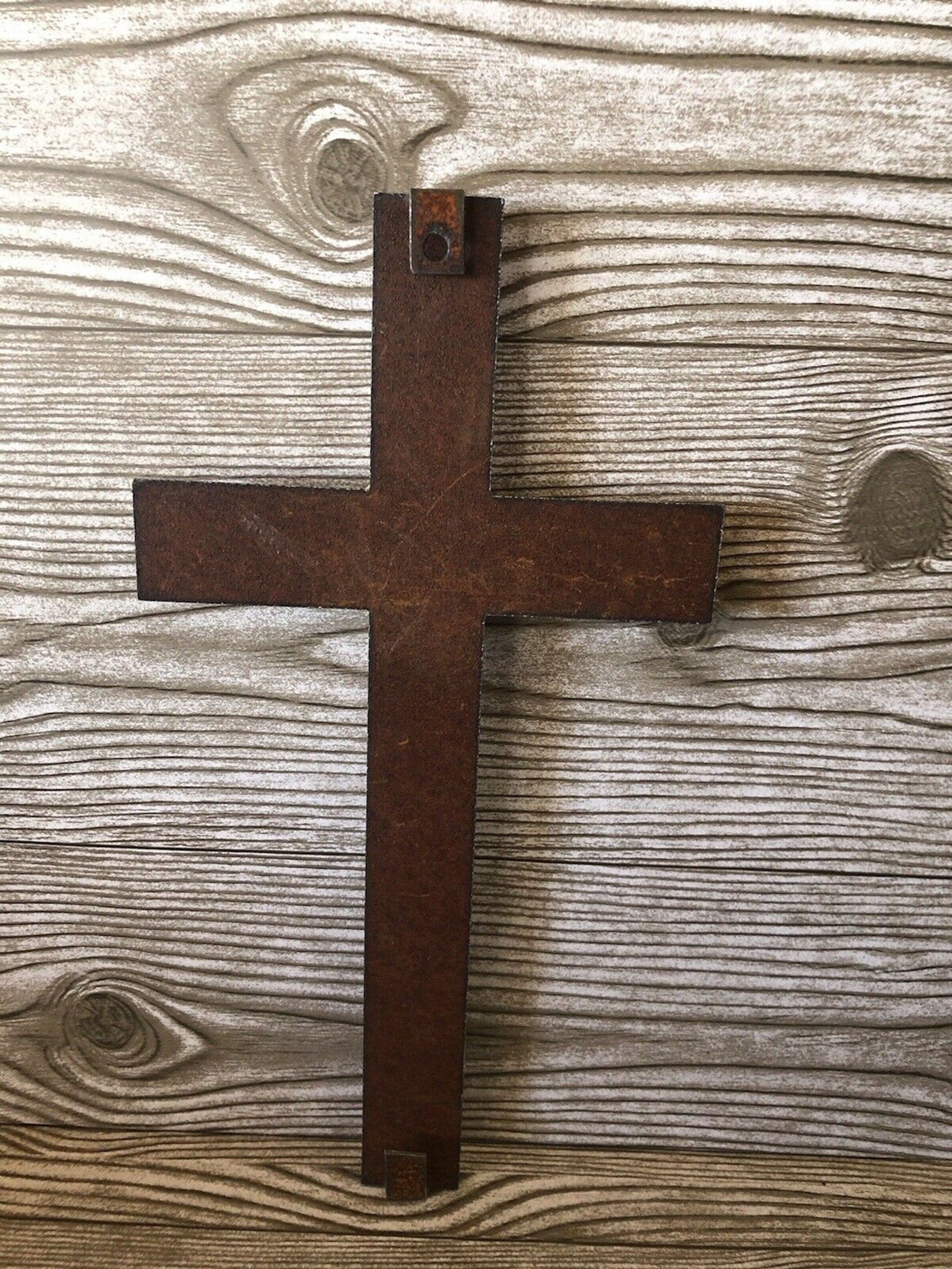 Cross Metal Wall Art Religious Home Decorative Handmade, Rust Look