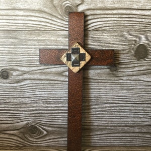 Cross Metal Wall Art Religious  Home Decorative Handmade, Rust Look, Crucifix