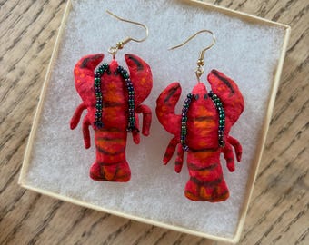 Spun cotton lobster earrings