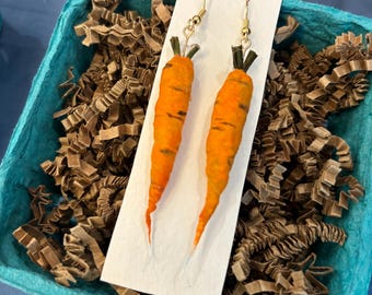 Spun cotton carrot earrings