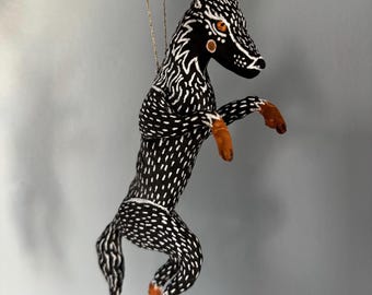 Spun cotton folk art wolf