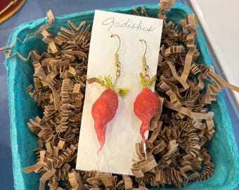 Spun cotton radish earrings