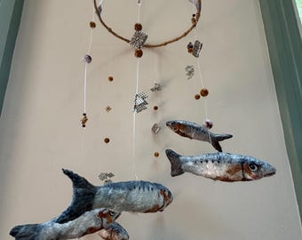 Spun cotton sardine mobile