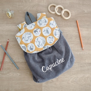 Sac à Dos personnalisé Velours Maternelle Enfant Personnalisé avec Prénom