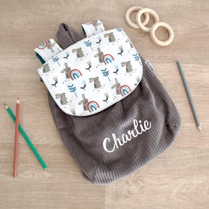 Sac à Dos personnalisé Velours Maternelle Enfant Personnalisé avec Prénom
