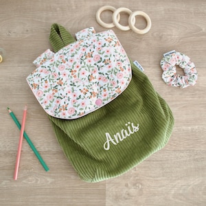 Sac à Dos personnalisé Velours Maternelle Enfant Personnalisé avec Prénom