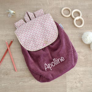 Sac à Dos personnalisé Velours Maternelle Enfant Personnalisé avec Prénom