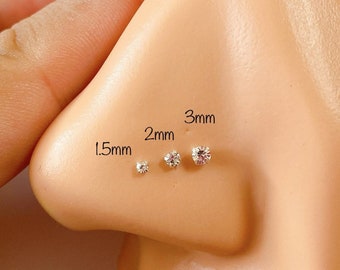 Set Di 20 Piercing Da Naso A Fora Di Stella Su Anello In Oviento Calibro 22, In Argento