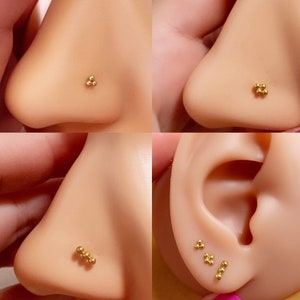 nose stud, tiny nose stud, 316L Surgical Steel Nose bone, nose bone, nose piercing, cartilage stud, 3ball line, 3ball head, 4ball head,21-1