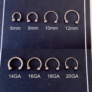 HorseShoe Barbell piercing, Cartilage, Rook, Helix, SEPTUM EXTERNALLY THREADED, nose ring, stud piercing 14G 16G 18G 20G horse shoe, earring