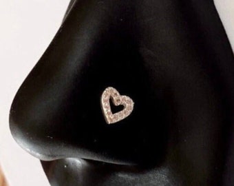 Hart neus piercing stud hart kraakbeen stud neusring hart oorbel stud cz gem verhard hart cadeau voor haar mooie stud N36