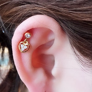reizendes Herz Piercing/Knorpelohrring/CZ Ohrstecker Piercing/Tragus Piercing/CZ Ohrstecker/Helix Ohrring/Conch Piercing