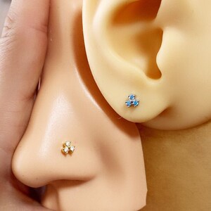 Three Stone Set Triangle 316L Surgical Steel Nose bone Stud Rings/ 316L Nose Stud Rings/ Nose stud/ nose stud/N16