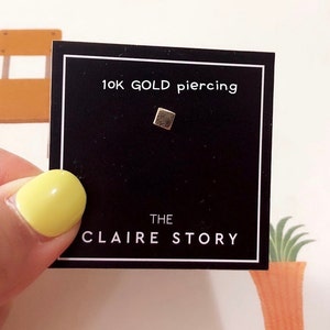 Simple Square 10K solid gold Piercing/10K gold stud earring /Tragus Piercing/piercing/Helix Earring/conch piercing