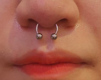 Lot 8 Anneaux Septum Fer à Cheval 16G Acier Chirurgical – Piercing Nez/Oreille Avec Pierres De Naissance Or