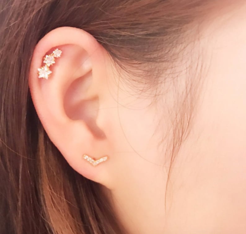 Cartilage Piercing Set/ Conch Piercing/ Curved Bar Etsy