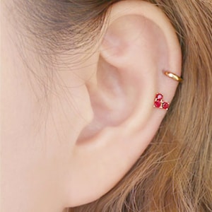 14K Solid Gold simple hoop piercing&earring/Helix piercing/cartilage /Tragus piercing/Daith piercing/Snug piercing/Hoop piercing-G7