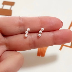 Gold Filled Pearl Stud Earrings: Tiny Minimalist Jewelry