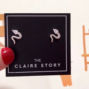 Snake with Triangle CZ Head earring/Cartilage earring/snake earring/ snake Sterling Silver Earring/Tiny Stud Earrings/halloween earring/