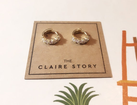 Sterling Silver CZ Hoop Earring: Gold Cartilage Piercing